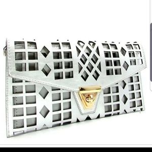 Lazer Cut Silver Clutch